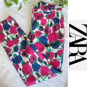 ZARA Abstract Floral Cigarette Pants Size Small
